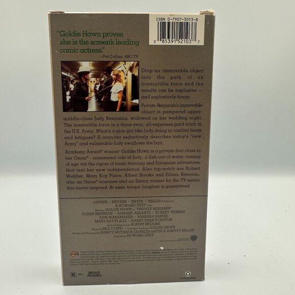 Private Benjamin VHS 1980 Warner Bros Hits Comedy Goldie Hawn R-Rated - Picture 2 of 3